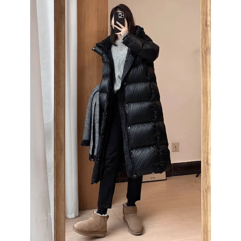 Luxe Longline Down Puffer Jacket Quilted Lightweight