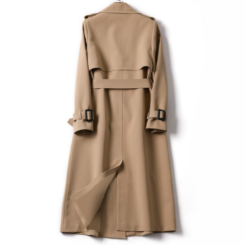 Women's Long Coat Double Breasted Trench Belted Elegant