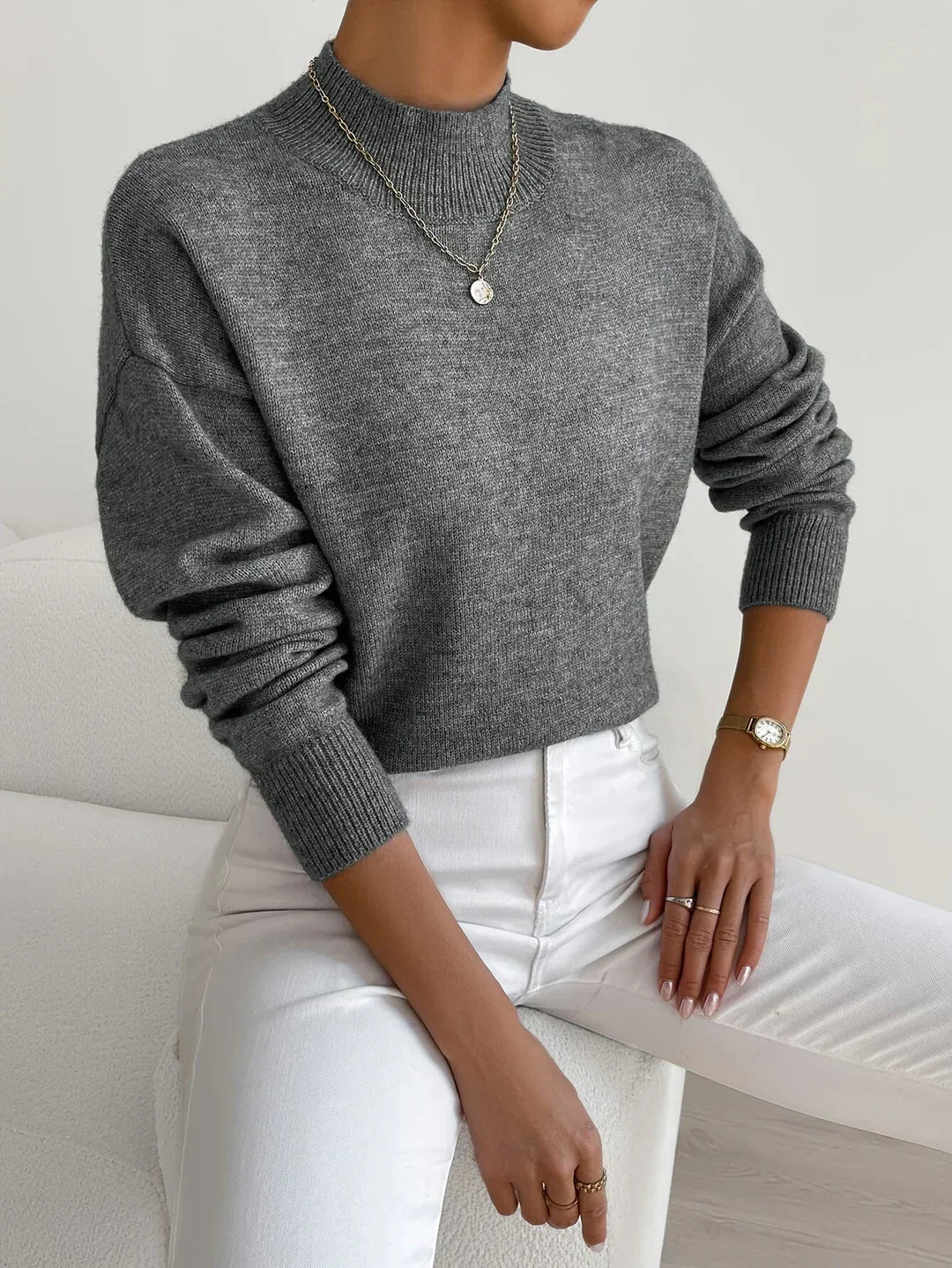 Turtleneck Jumper Ribbed Knit Long Sleeve Autumn Winter