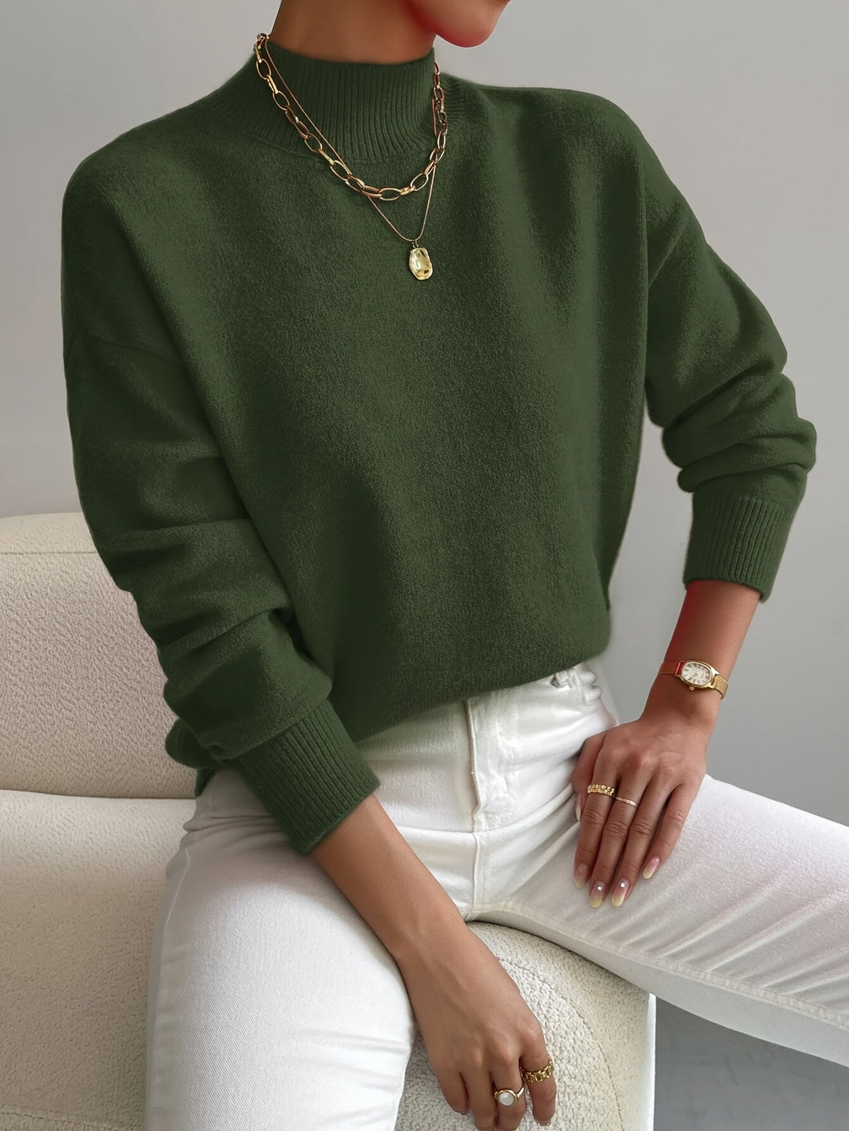 Turtleneck Jumper Ribbed Knit Long Sleeve Autumn Winter