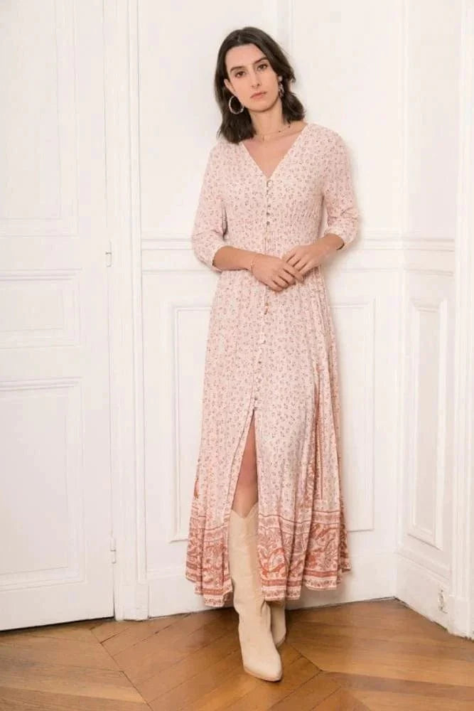 Boho Floral Maxi Dress Hippie