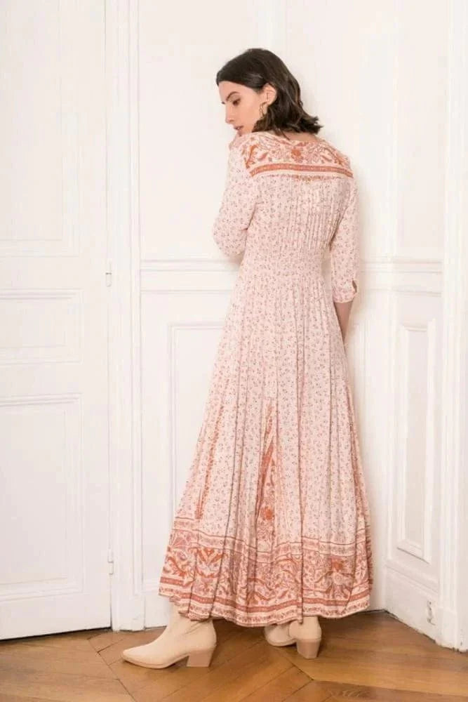 Boho Floral Maxi Dress Hippie
