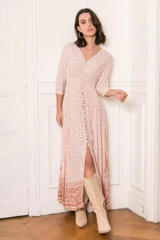 Boho Floral Maxi Dress Hippie