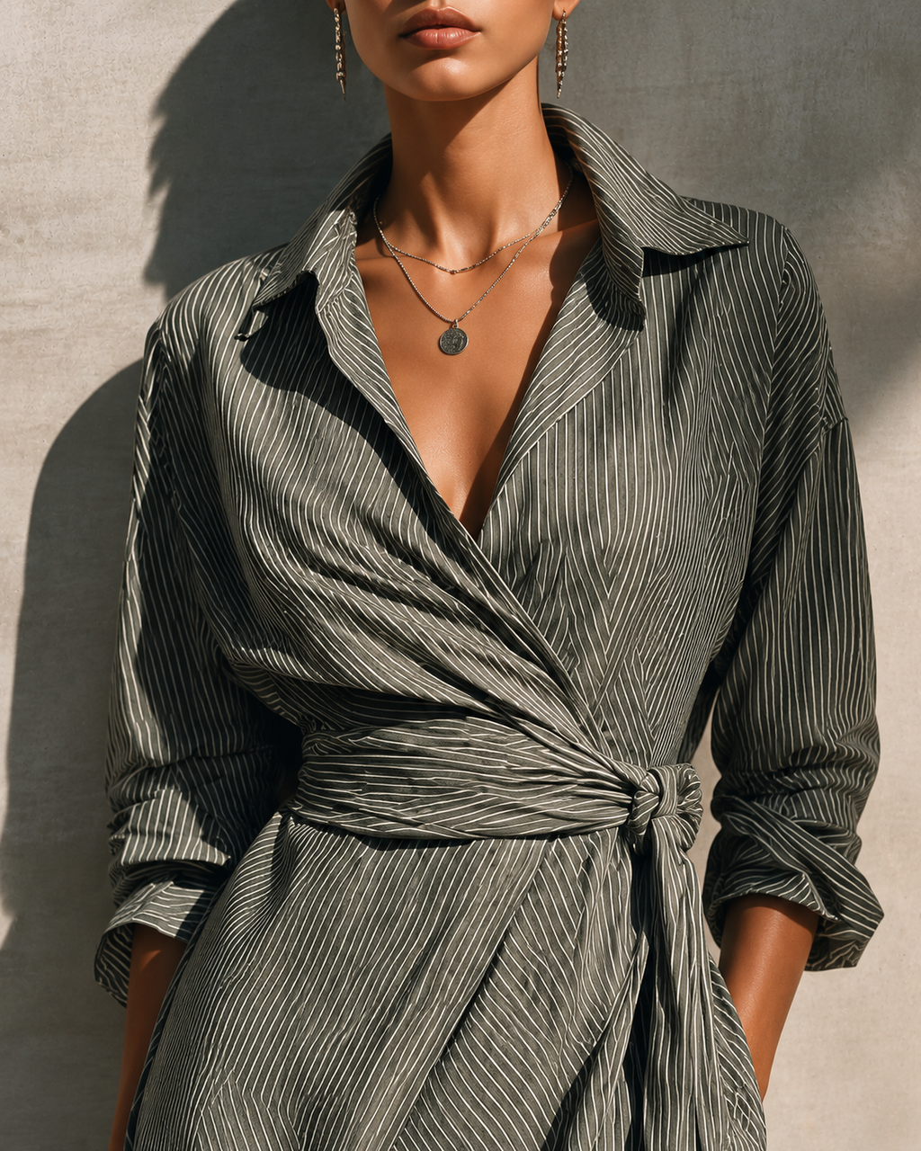 Striped long-sleeve maxi dress from Bennett and Lowe's Blessie collection, featuring a stylish, flowing design and bold stripe pattern.