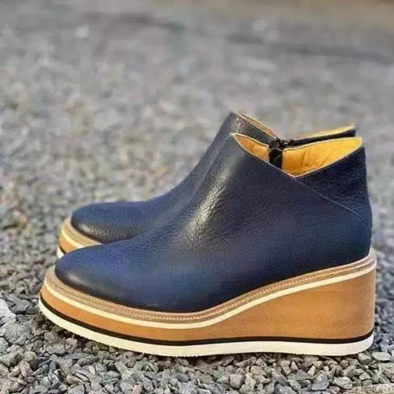Ankle Boots Side Zip Platform Comfortable Elegant Versatile