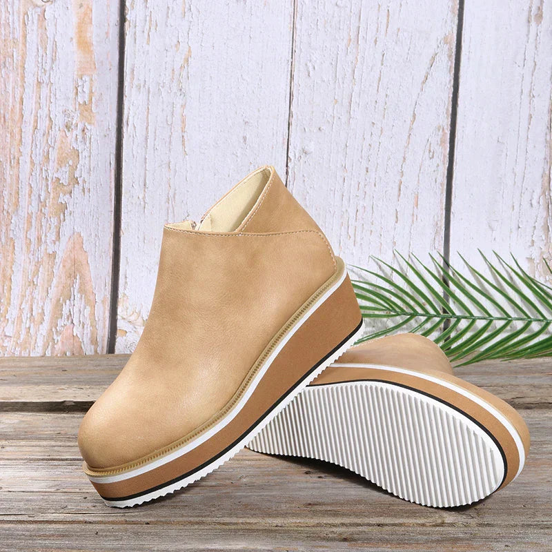 Ankle Boots Side Zip Platform Comfortable Elegant Versatile