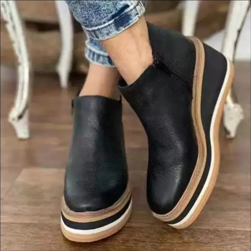 Ankle Boots Side Zip Platform Comfortable Elegant Versatile