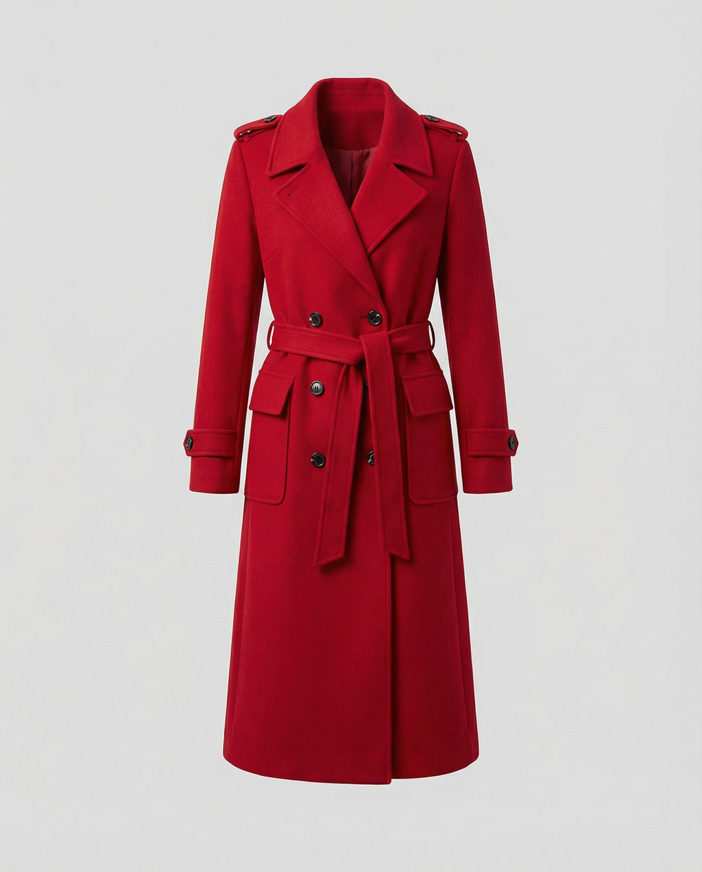 Women's Wool Coat with Double-Breasted Fit & Full Length