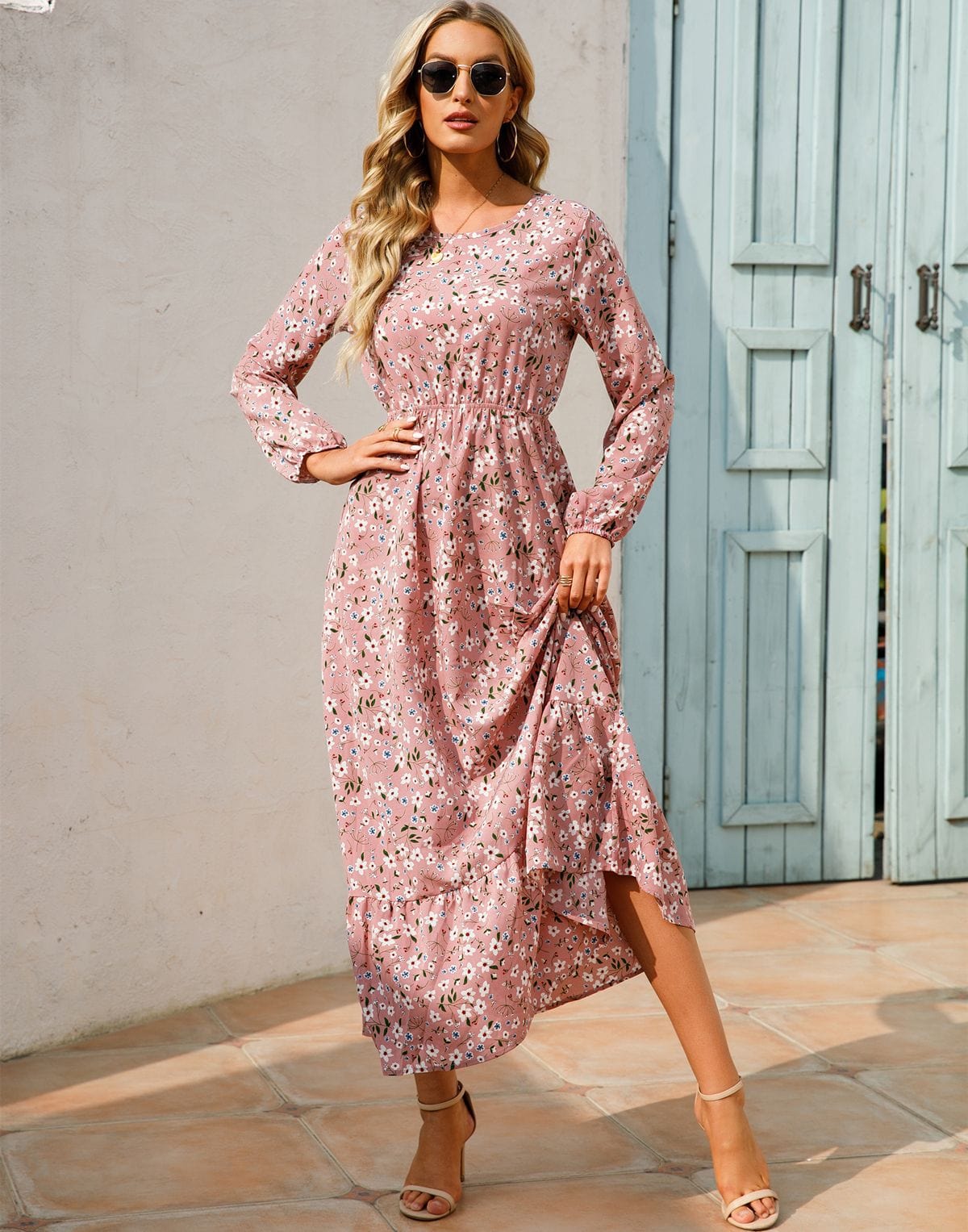 Floral Maxi Dress Long Sleeve Holiday