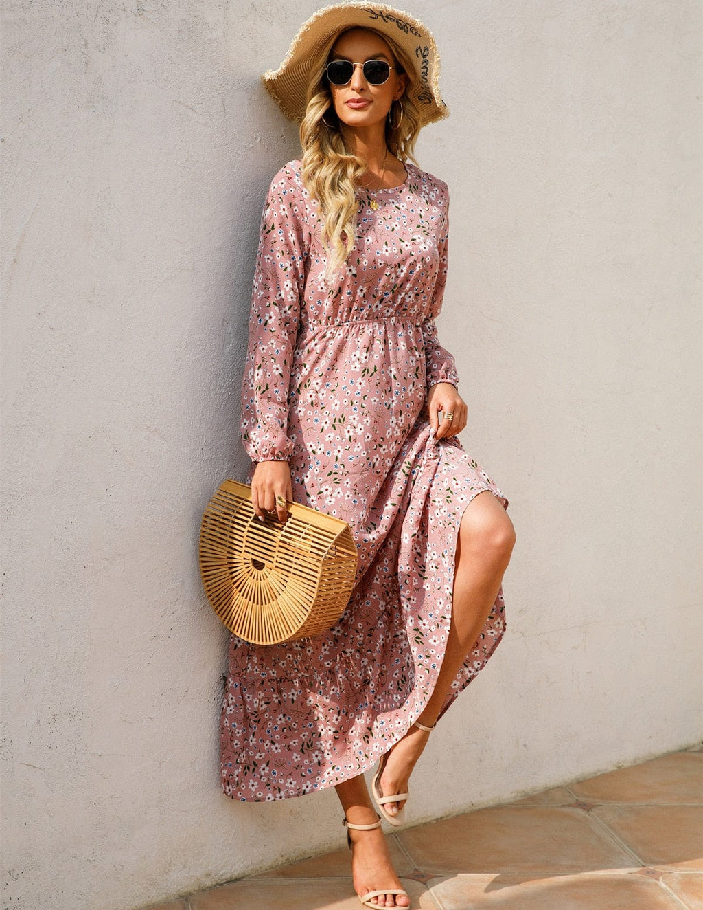 Floral Maxi Dress Long Sleeve Holiday