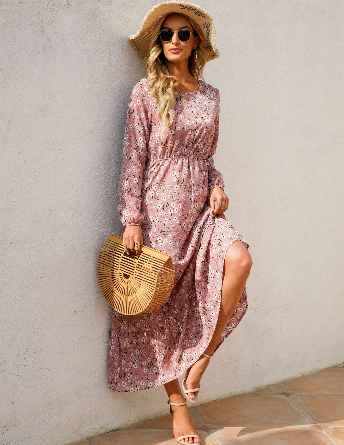 Floral Maxi Dress Long Sleeve Holiday