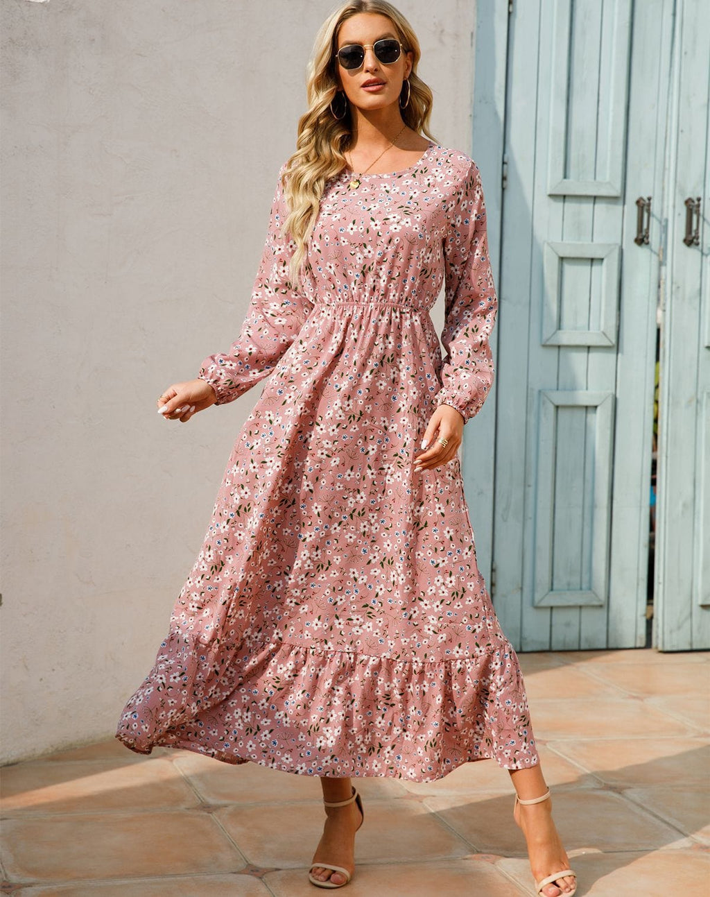 Floral Maxi Dress Long Sleeve Holiday