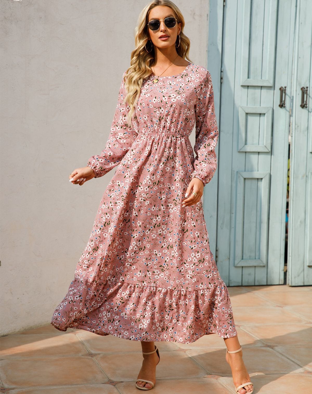 Floral Maxi Dress Long Sleeve Holiday