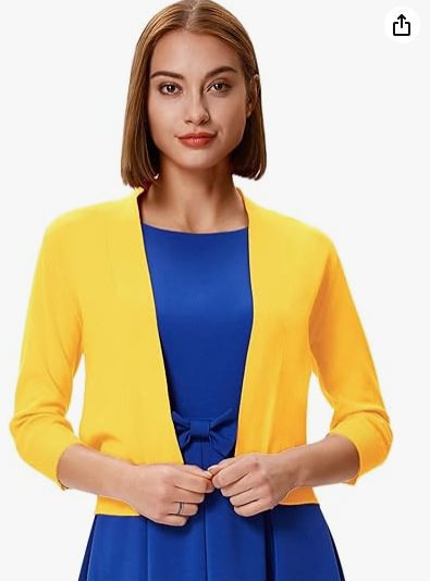 Open Front Cardigan Three Quarter Sleeve Draped Layering