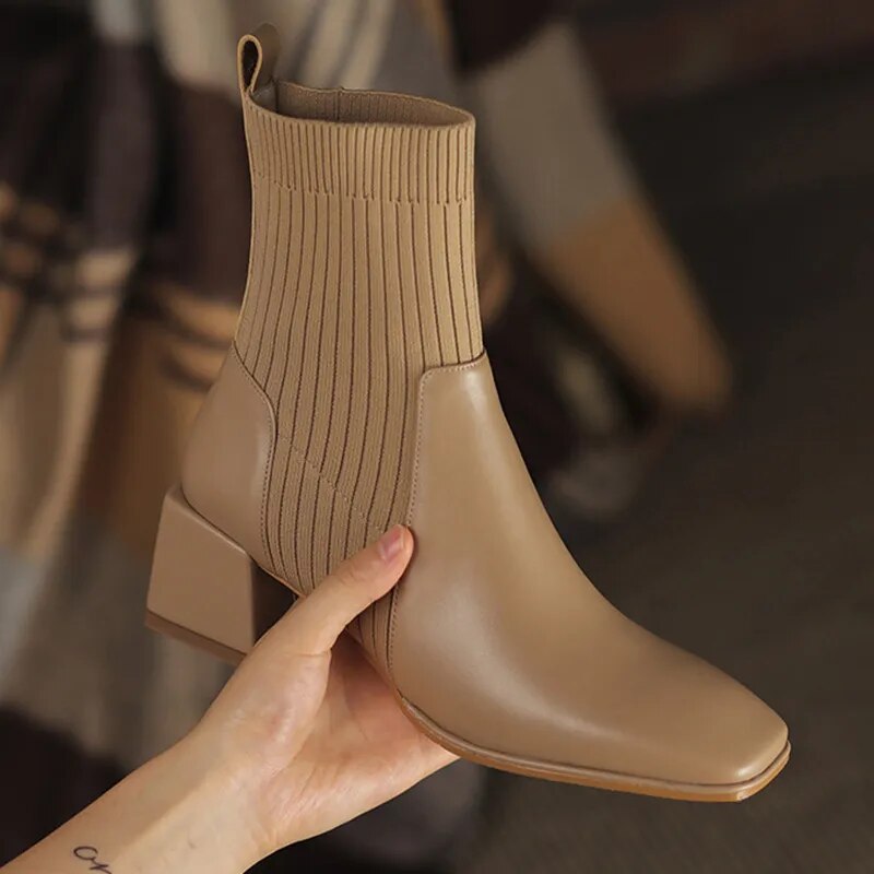 Chelsea Boots Vegan Leather Heel Striped Design Sustainable