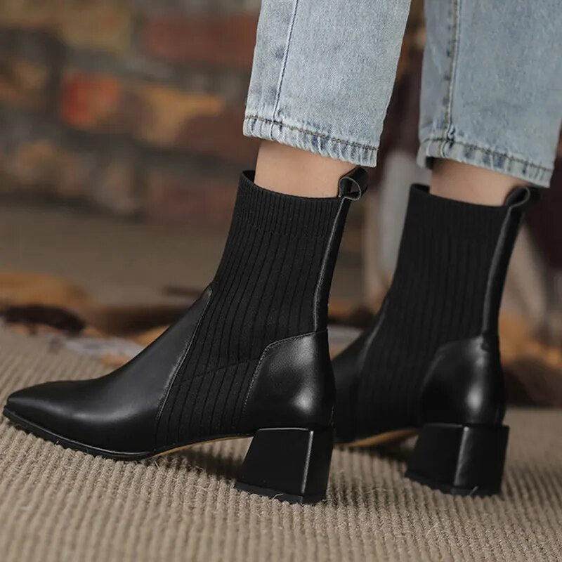Chelsea Boots Vegan Leather Heel Striped Design Sustainable