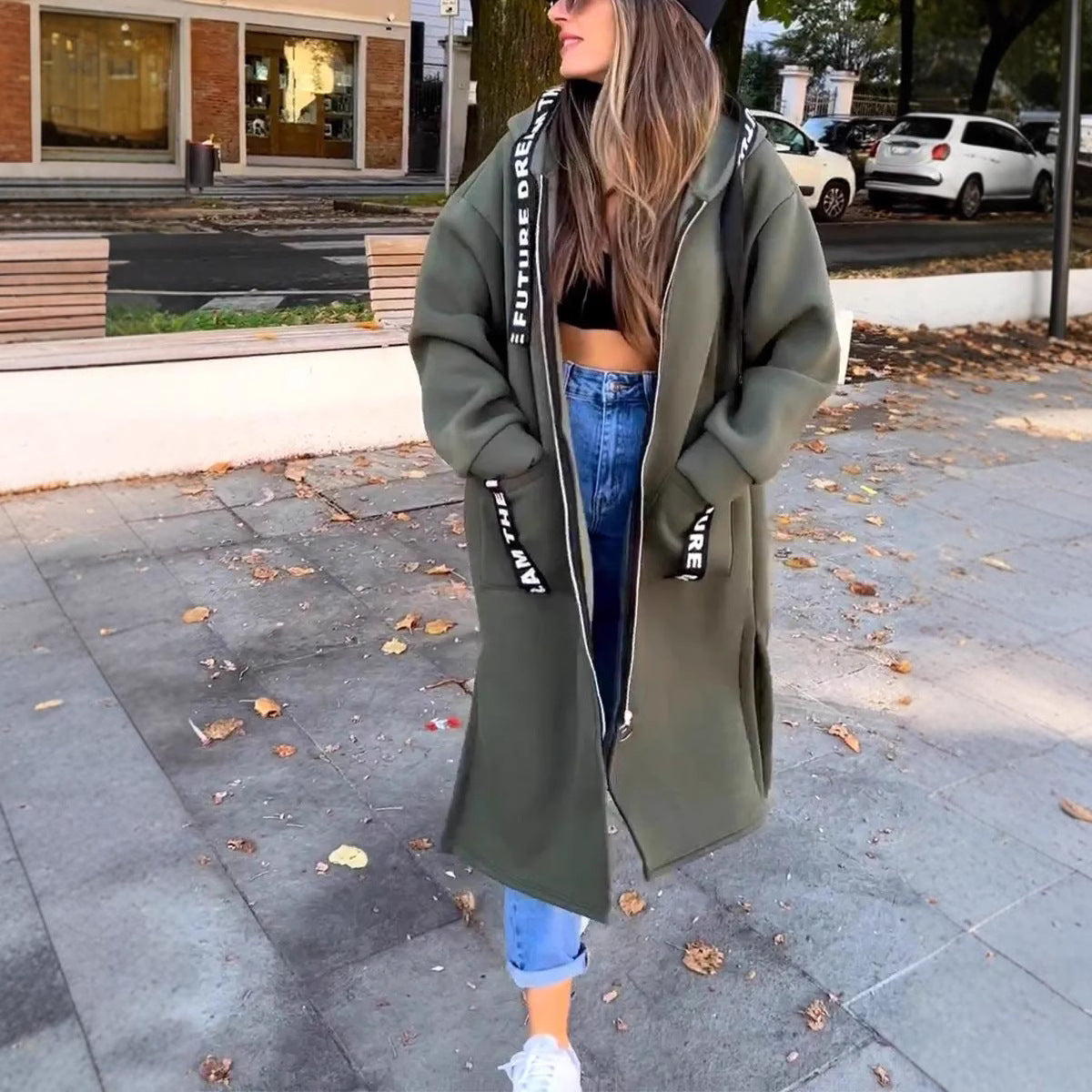 Oversized Hoodie Coat Long Cut Comfort Relaxed Casual