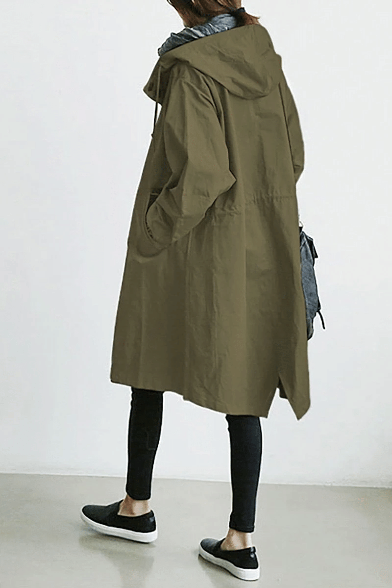 Women's Windbreaker Hooded Buttoned Water Repellent Jacket