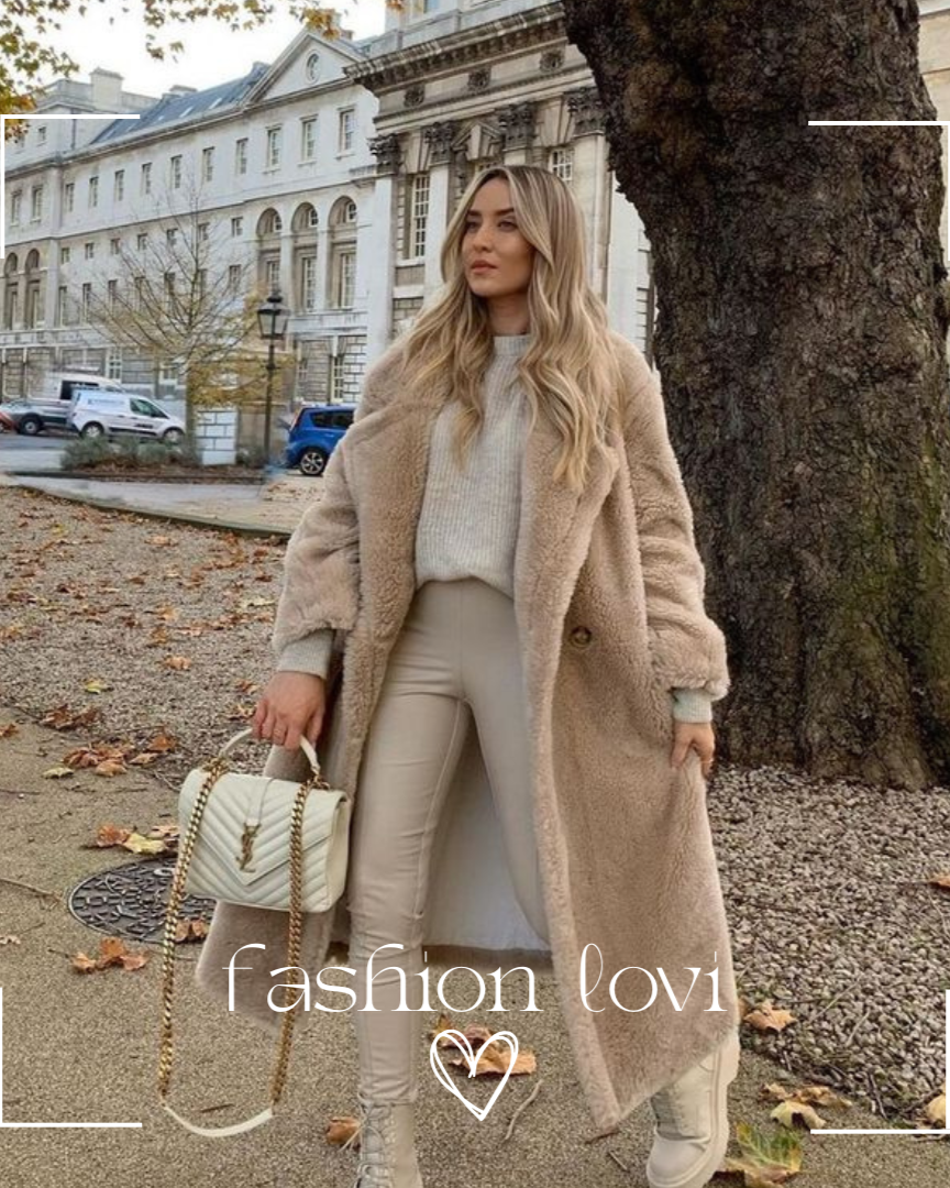 Long Teddy Coat Soft Plush Warm Look Comfortable Winter