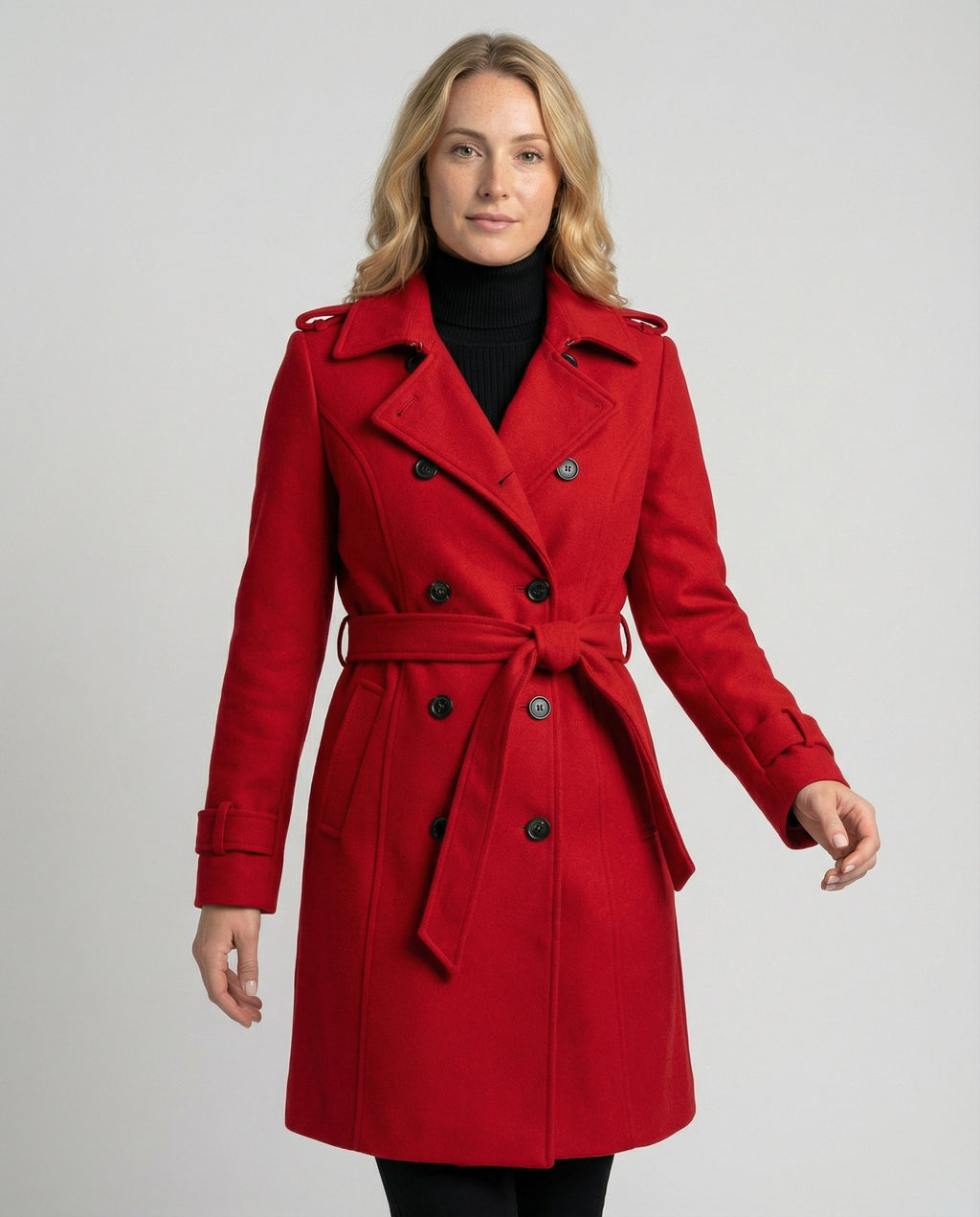 Women's Wool Coat with Double-Breasted Fit & Full Length