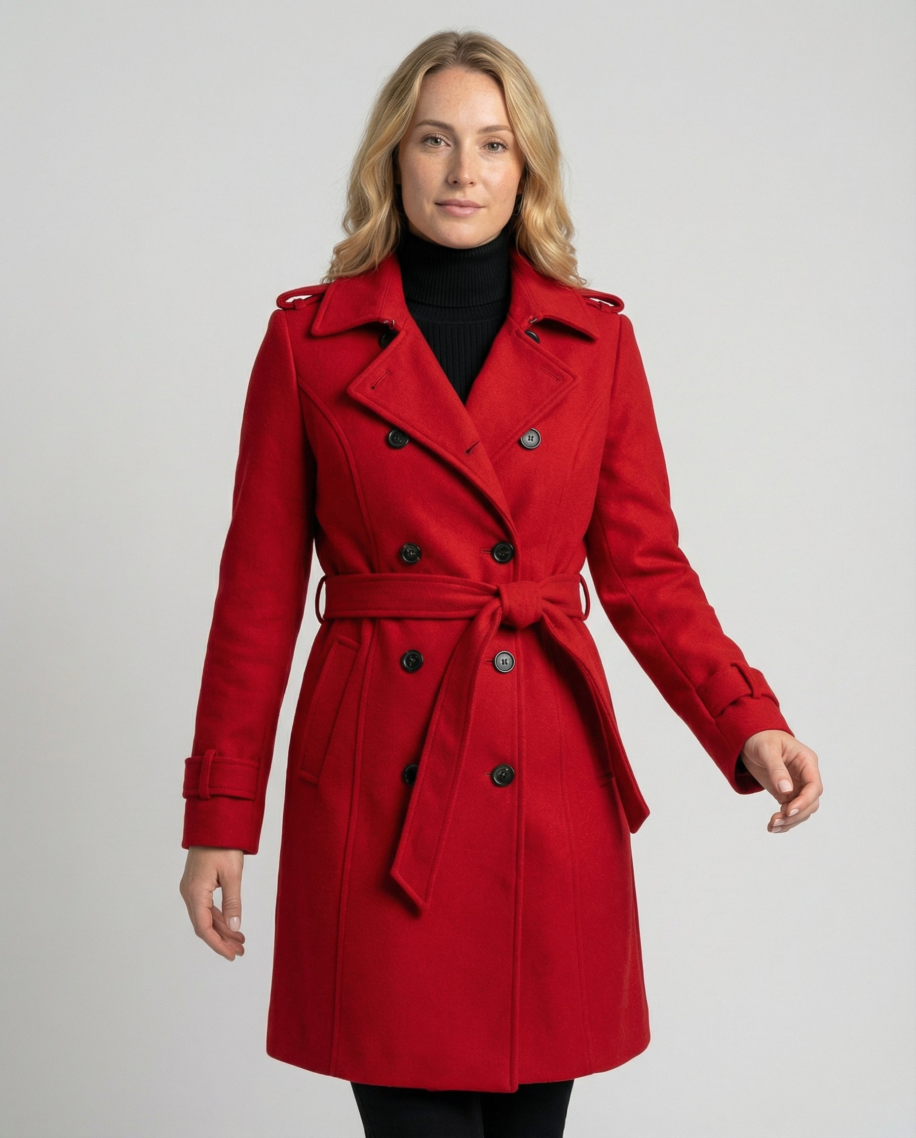 Women's Wool Coat with Double-Breasted Fit & Full Length