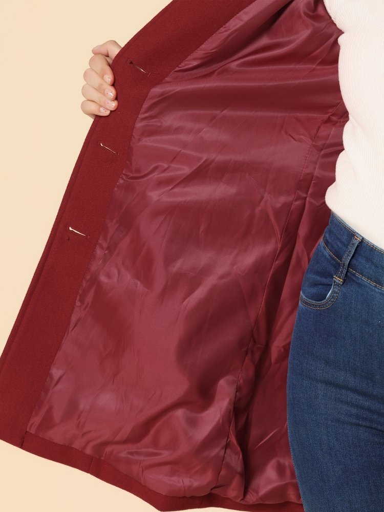 Winter Coat Single Button Closure Elegant Tailored