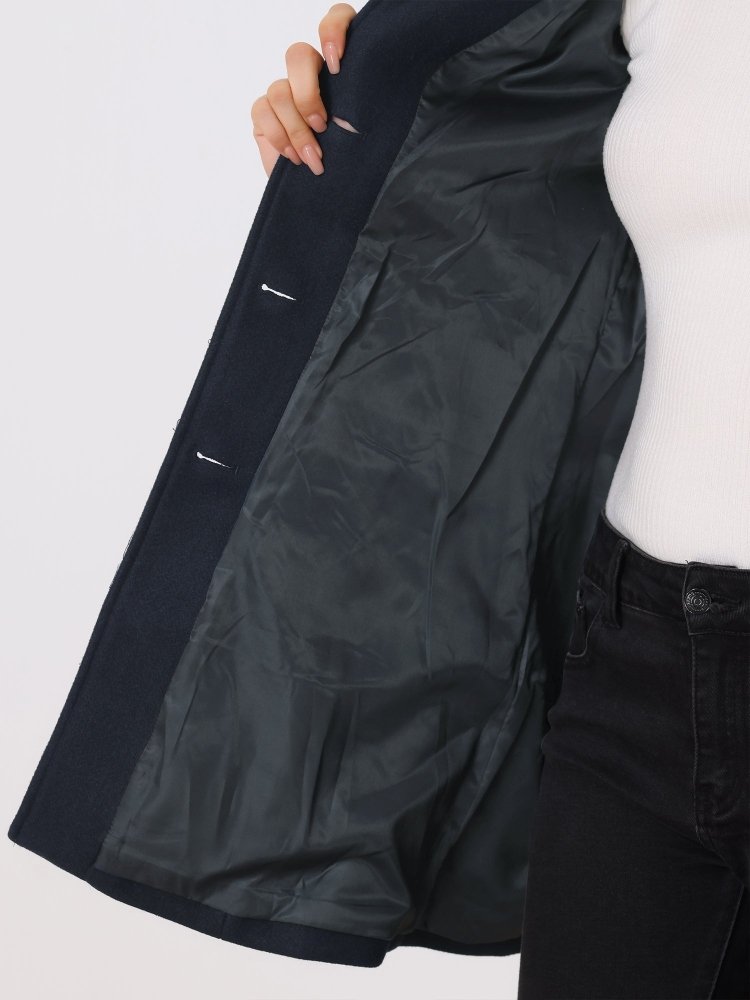 Winter Coat Single Button Closure Elegant Tailored