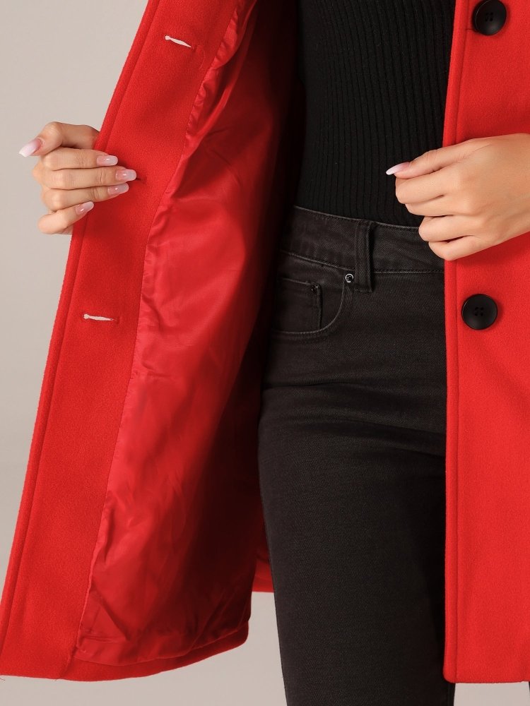 Winter Coat Single Button Closure Elegant Tailored