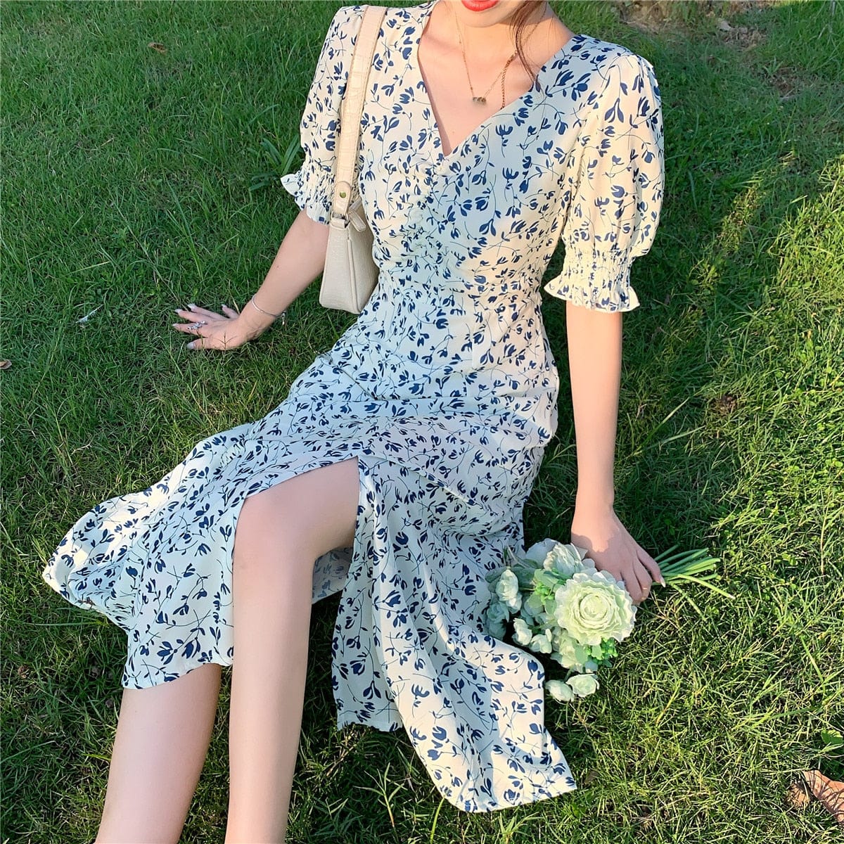 Boho Floral Midi Dress Casual