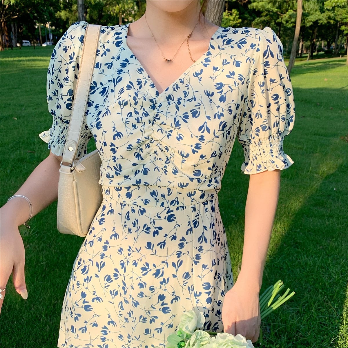 Boho Floral Midi Dress Casual