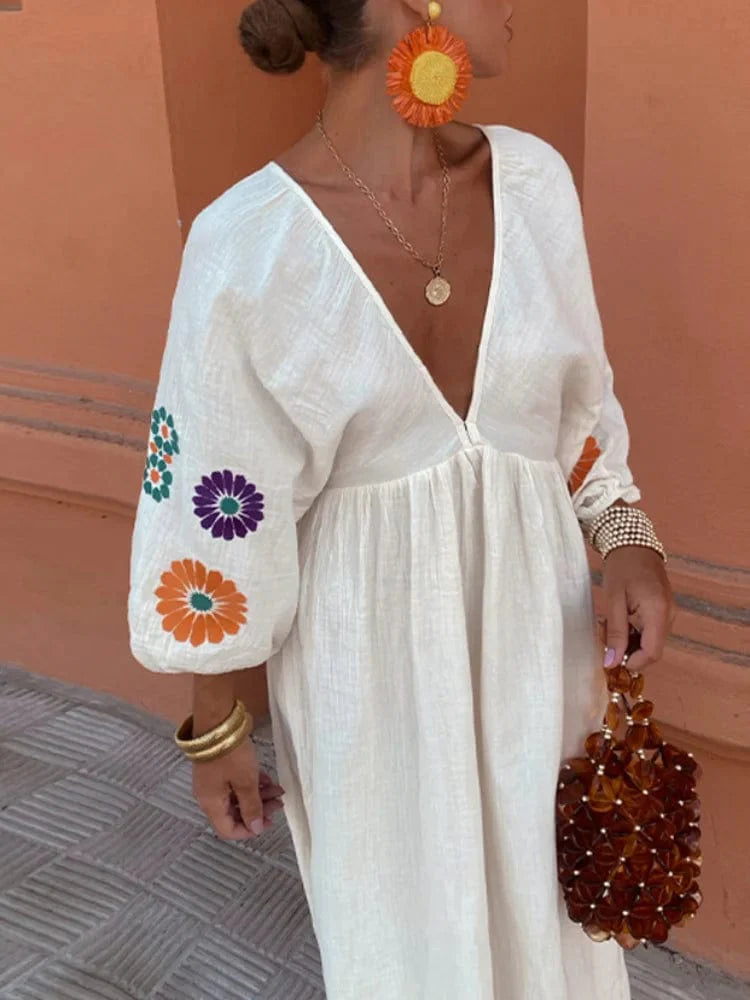 Boho Floral Dress Long Sleeve