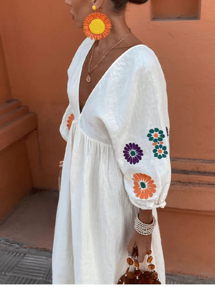 Boho Floral Dress Long Sleeve
