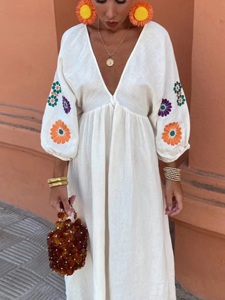 Boho Floral Dress Long Sleeve