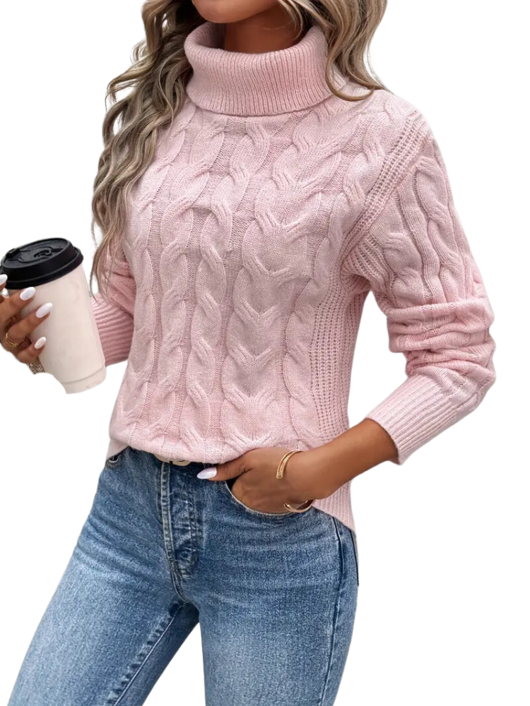 The Ribbed Cable Roll Neck Jumper