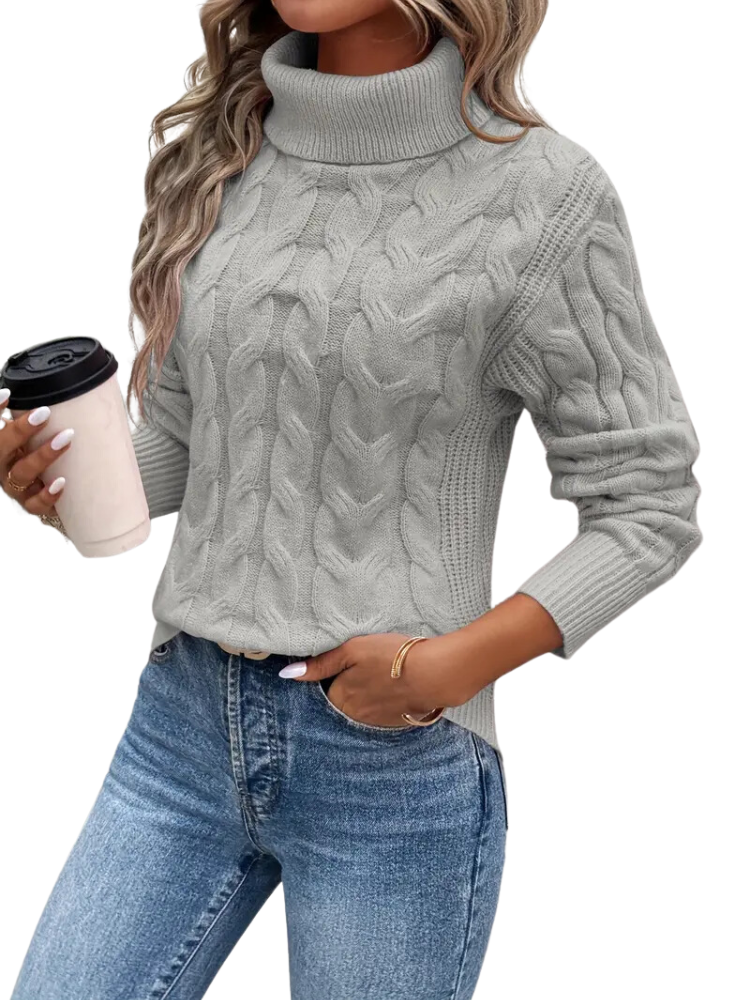 The Ribbed Cable Roll Neck Jumper
