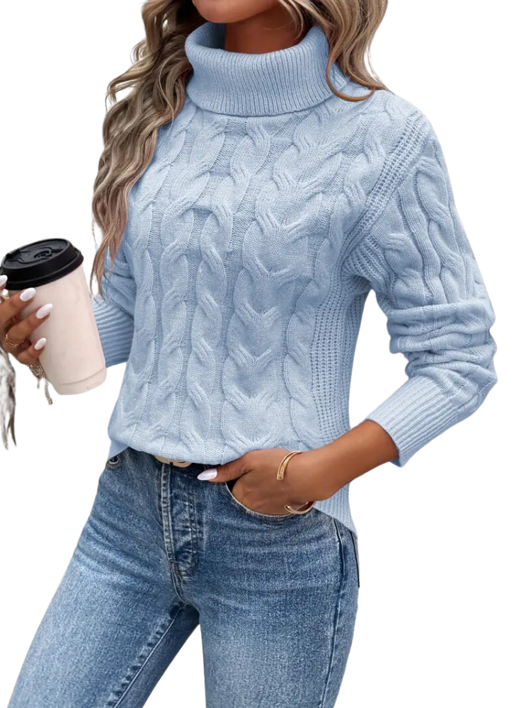 The Ribbed Cable Roll Neck Jumper