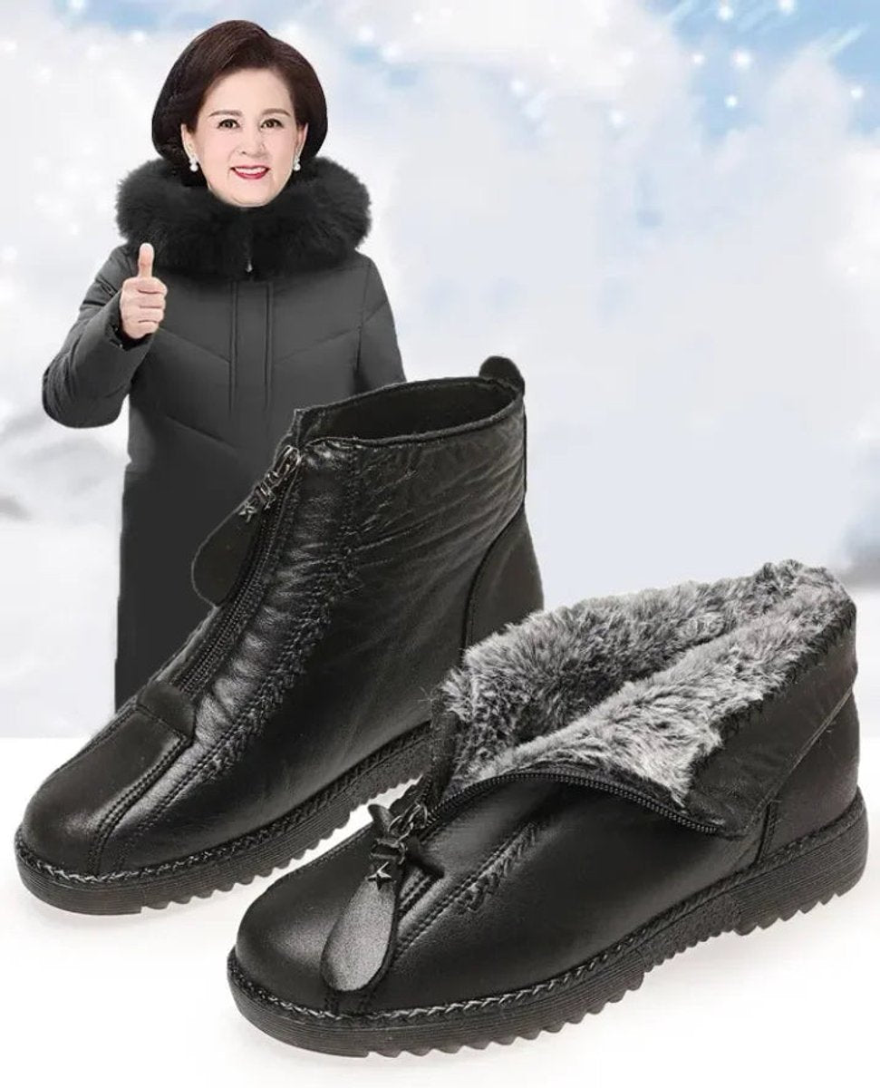 Dames Enkellaarzen Gevoerd met Fleece en Ritssluiting