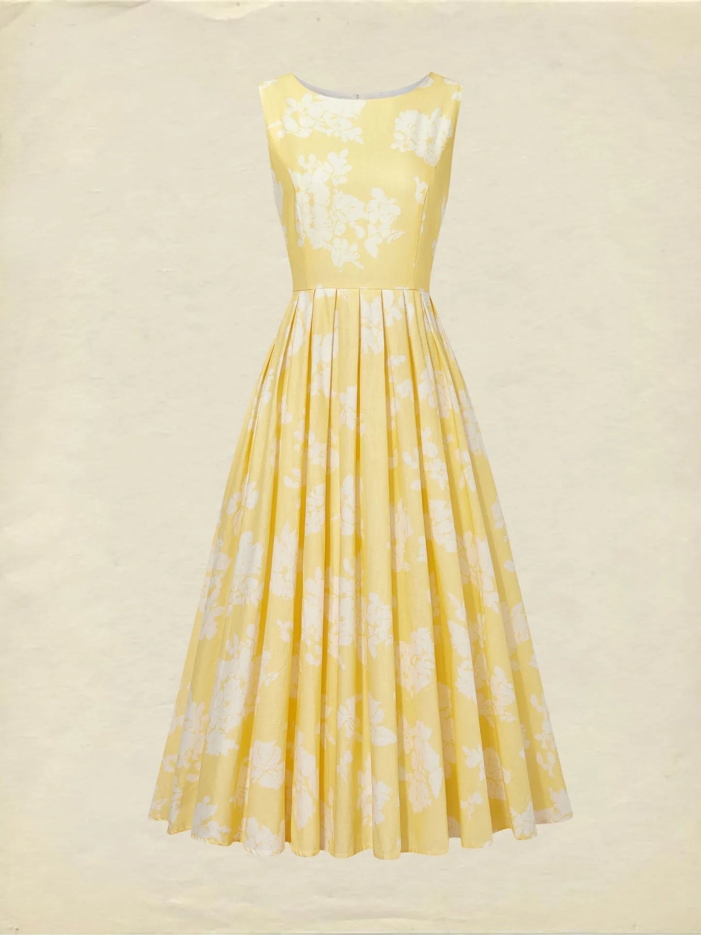 Floral Linen Sleeveless Midi Dress