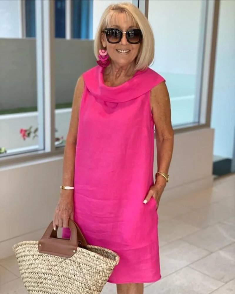 Lightweight Sleeveless Wide-Neckline Summer Dress