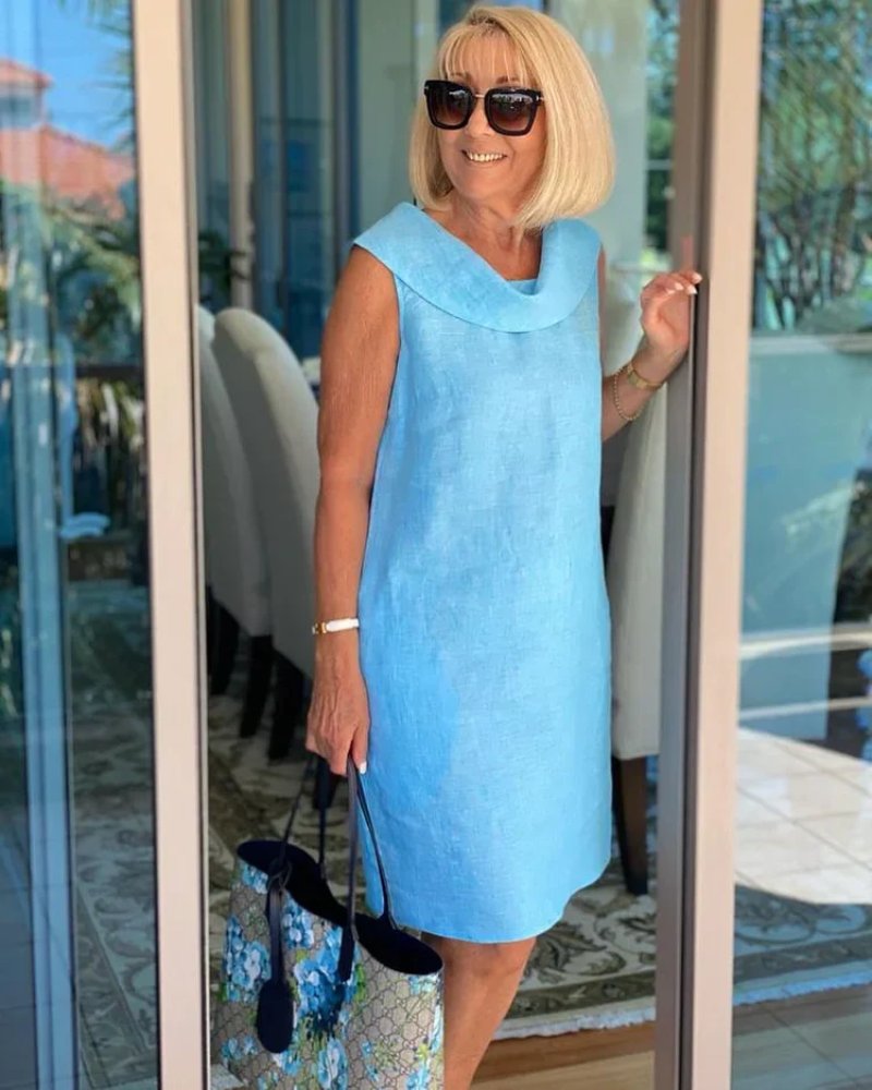 Lightweight Sleeveless Wide-Neckline Summer Dress