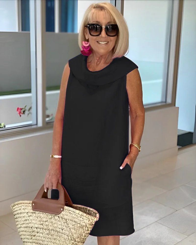 Lightweight Sleeveless Wide-Neckline Summer Dress