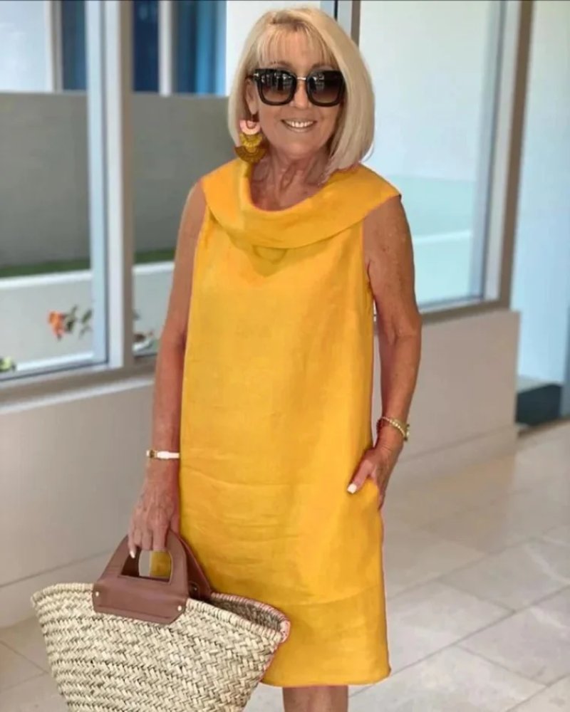 Lightweight Sleeveless Wide-Neckline Summer Dress