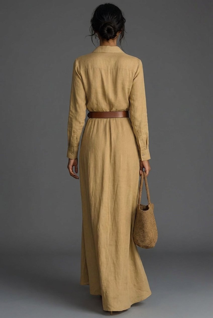 Long-Sleeve Wrap Maxi Dress