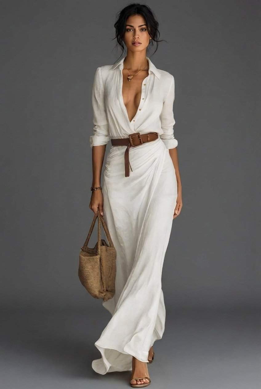 Long-Sleeve Wrap Maxi Dress